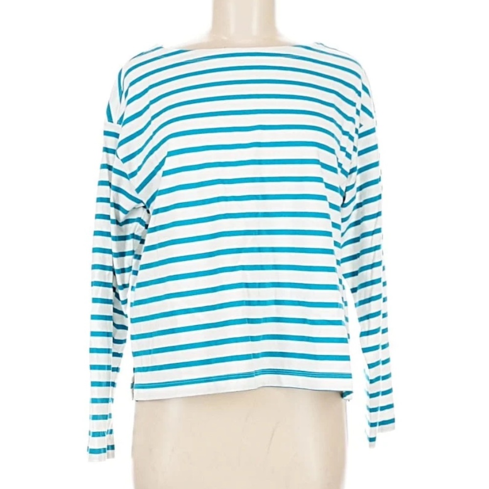 Old Navy Teal and White Striped Long Sleeve Tee XXL NWT